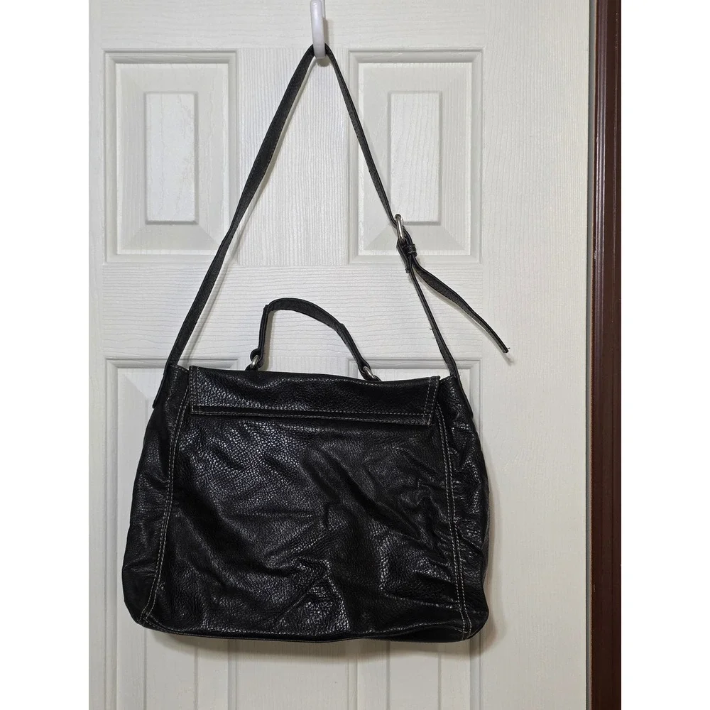 Nine West Black Pebbled Faux Leather Satchel Handbag Shoulder Bag Top‎ Handle